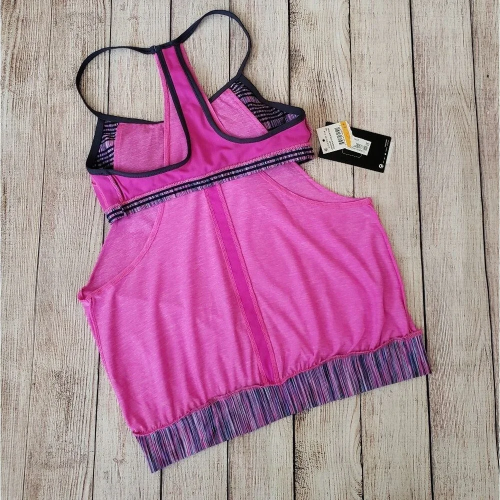Nike Heathered Layered Sports Bra Halter Top in One Hot Pink Size Small